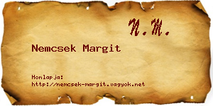 Nemcsek Margit névjegykártya